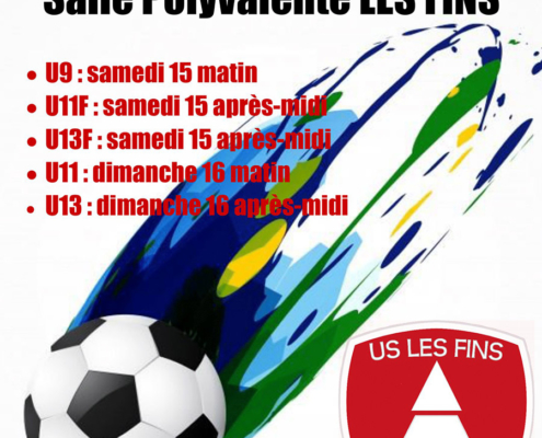 5ème tournoi futsal jeunes 15-16 février 2020 organisé par l'US Les Fins
