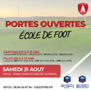 Portes Ouvertes de l'école de foot samedi 31 août 2024
