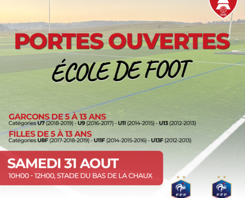 Portes Ouvertes de l'école de foot samedi 31 août 2024